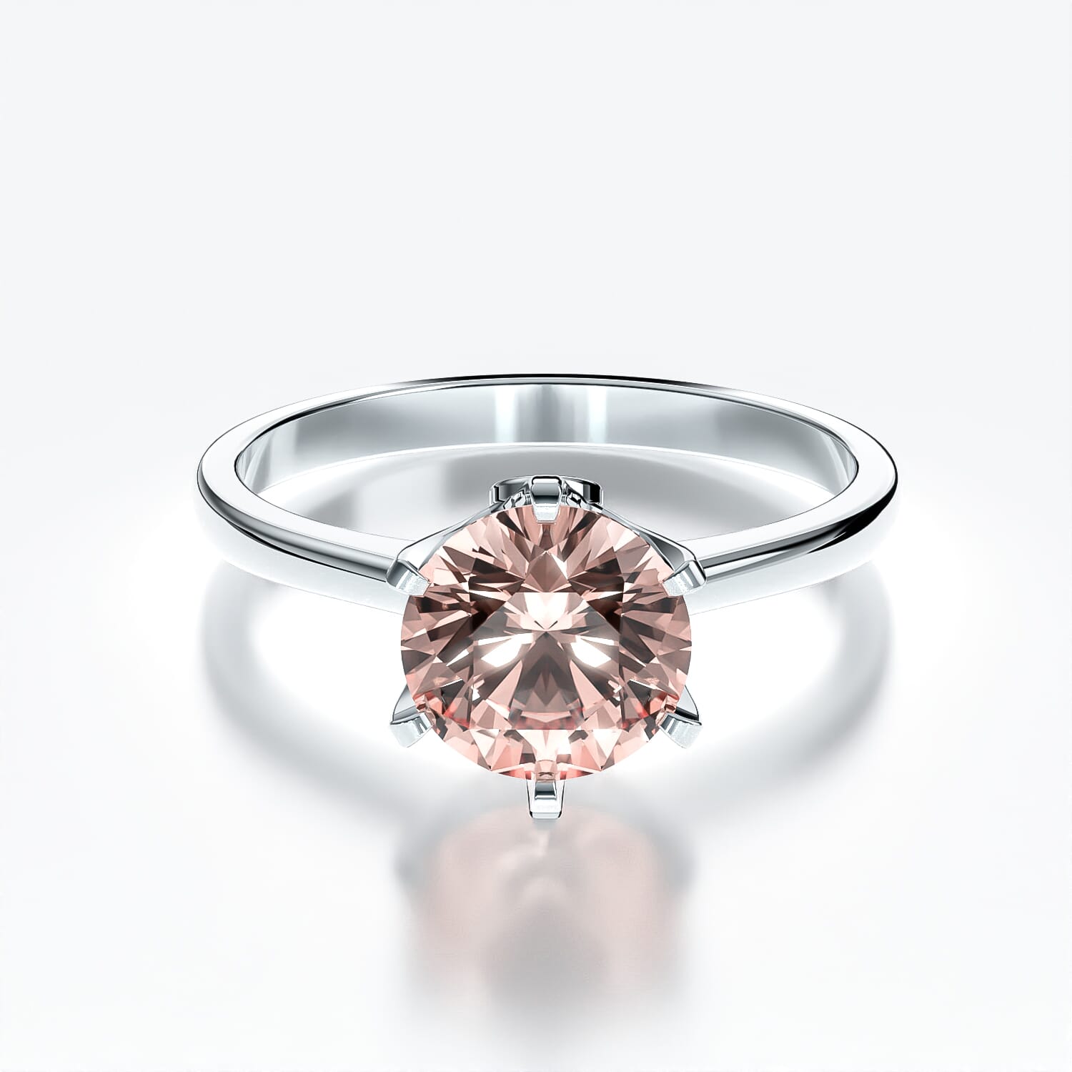 The Journey Collection | Solitaire Engagement Ring: white gold, morganite